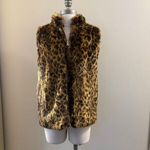 J. Crew Leopard Print Faux Fur Vest